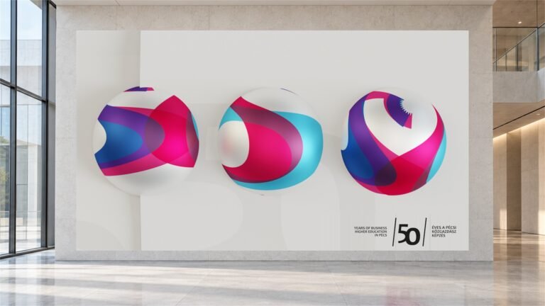 50 éves a Közgáz anniversary artwork in a university lobby